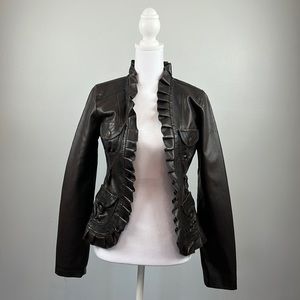 SHI by Journey’s Dark Brown Faux Leather Jacket Small
